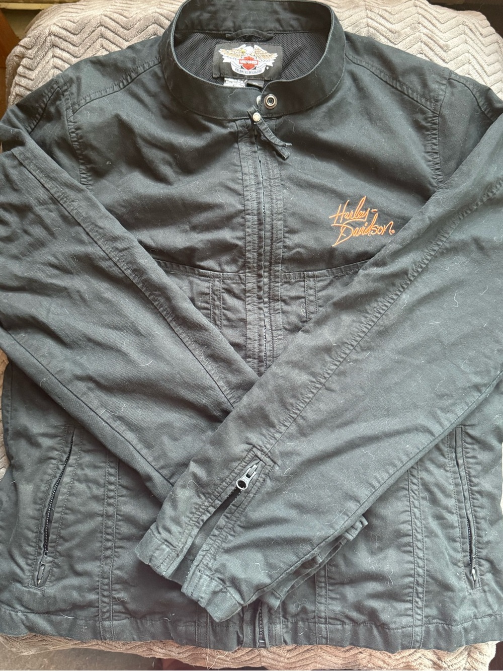 Harley-Davidson Black Jacket with Orange Script Logo